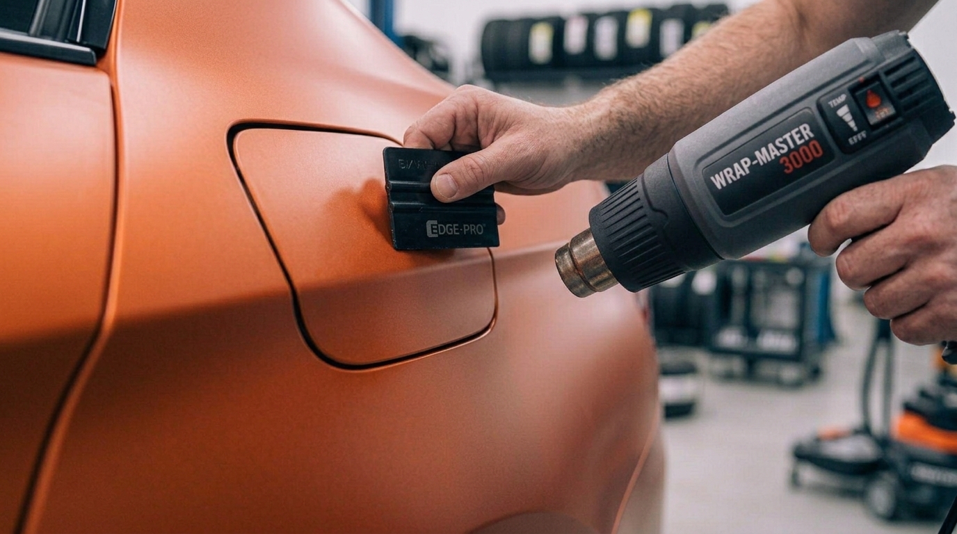Postheating automobilovej fólie pri profesionálnom polepe auta